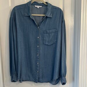 Jane and Delancey Blue Button-Up Top